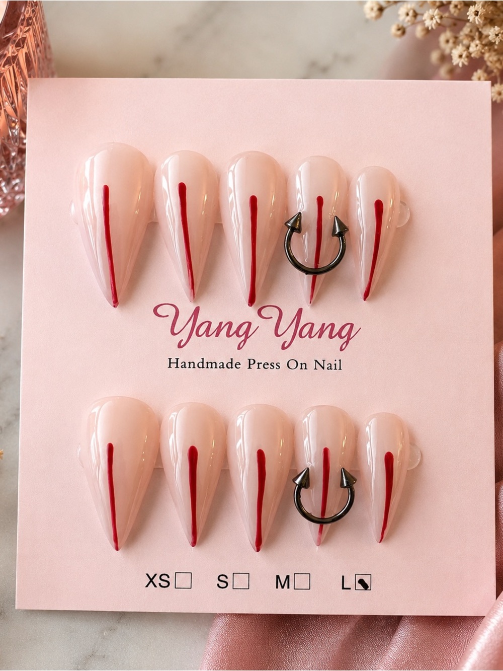 🩸 Gothic Red Drip Stiletto Press-On Nails